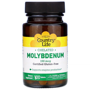 <img alt="Country Life, Chelated Molybdenum, 150 mcg, 100 Tablets" title="Country Life, Chelated Molybdenum, 150 mcg, 100 Tablets,015794029656"
