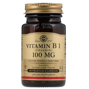 <img alt="Solgar, Vitamin B1, 100 mg, 100 Vegetable Capsules" title="Solgar, Vitamin B1, 100 mg, 100 Vegetable Capsules,033984029507"