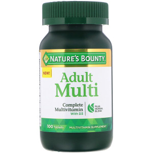<img alt="Natures Bounty, Adult Multi, Complete Multivitamin with D3, 100 Tablets" title="Natures Bounty, Adult Multi, Complete Multivitamin with D3, 100 Tablets,074312004926"