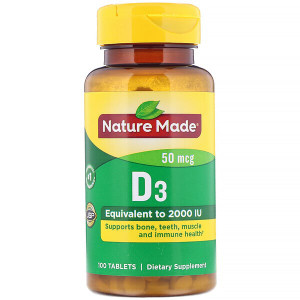 <img alt="Nature Made, Vitamin D3, 50 mcg, 100 Tablets" title="Nature Made, Vitamin D3, 50 mcg, 100 Tablets,031604026738"