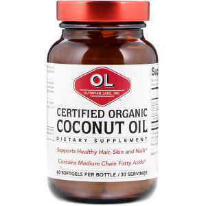 Olympian Labs, Certified Organic Coconut Oil, 60 Softgels