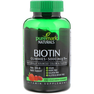 PureMark Naturals, Biotin, 5000 mcg, 100 Vegetarian Gummies