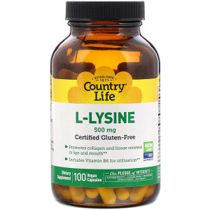 <img alt="Country Life, L-Lysine, 500 mg, 100 Vegan Capsules" title="Country Life, L-Lysine, 500 mg, 100 Vegan Capsules,015794013075"