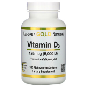 <img alt="California Gold Nutrition, Vitamin D3, 125 mcg (5,000 IU), 360 Fish Gelatin Softgels" title="California Gold Nutrition, Vitamin D3, 125 mcg (5,000 IU), 360 Fish Gelatin Softgels,898220010660"