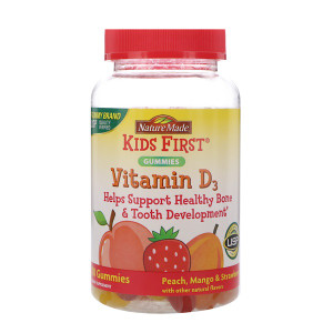 Nature Made, Kids First, Vitamin D3 Gummies, Peach, Mango & Strawberry, 110 Gummies
