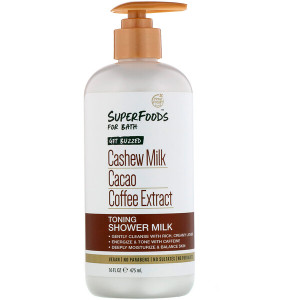 Petal Fresh, Pure, SuperFoods for Bath, Get Buzzed Toning Shower Milk, Cashew Milk, Cacao & Coffee Extract, 16 fl oz (475 ml)