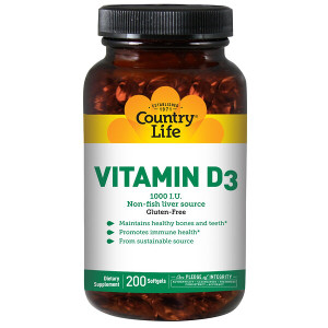 <img alt="Country Life, Vitamin D3, 1000 IU, 200 Softgels" title="Country Life, Vitamin D3, 1000 IU, 200 Softgels,015794058069"