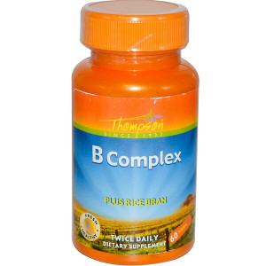 <img alt="Thompson, B Complex, Plus Rice Bran, 60 Tablets" title="Thompson, B Complex, Plus Rice Bran, 60 Tablets,031315195259"