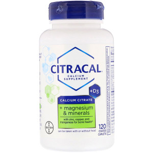Citracal, Calcium Citrate, + Magnesium & Minerals, +D3, 120 Coated Caplets