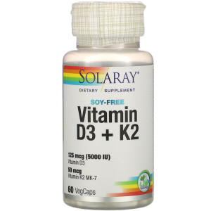 <img alt="Solaray, Vitamin D-3 + K-2, 60 VegCaps" title="Solaray, Vitamin D-3 + K-2, 60 VegCaps,076280385847"