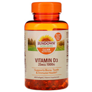 <img alt="Sundown Naturals, Vitamin D3, 25 mcg (1,000 IU), 400 Softgels" title="Sundown Naturals, Vitamin D3, 25 mcg (1,000 IU), 400 Softgels,030768199951"
