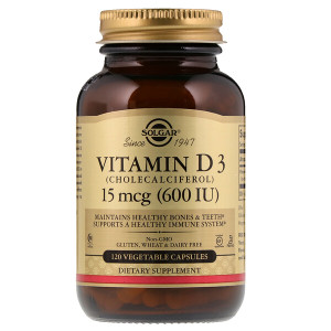 <img alt="Solgar, Vitamin D3 (Cholecalciferol), 15 mcg (600 IU), 120 Vegetable Capsules" title="Solgar, Vitamin D3 (Cholecalciferol), 15 mcg (600 IU), 120 Vegetable Capsules,033984033191"