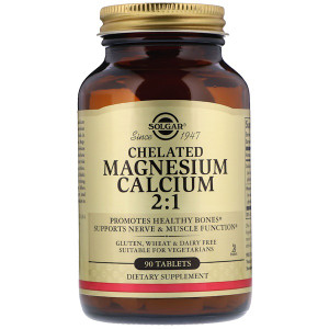 <img alt="Solgar, Chelated Magnesium Calcium 2:1,  90 Tablets" title="Solgar, Chelated Magnesium Calcium 2:1,  90 Tablets,033984017061"