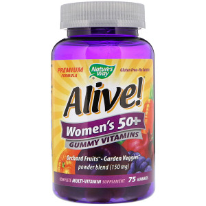 <img alt="Natures Way, Alive! Womens 50+ Gummy Vitamins, Fruit Flavors, 75 Gummies" title="Natures Way, Alive! Womens 50+ Gummy Vitamins, Fruit Flavors, 75 Gummies,033674158999"