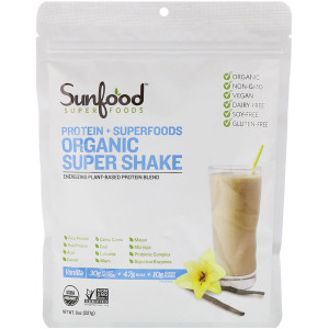Sunfood, Protein + Superfoods, Organic Super Shake, Vanilla, 8 oz (227 g)