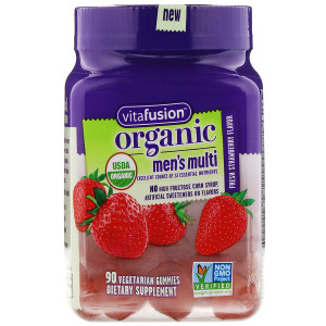 <img alt="VitaFusion, Organic Mens' Multi, Fresh Strawberry, 90 Vegetarian Gummies" title="VitaFusion, Organic Mens' Multi, Fresh Strawberry, 90 Vegetarian Gummies,027917271668"