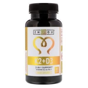 <img alt="Zhou Nutrition, K2 + D3, 2-In-1 Support, 60 Veggie Capsules" title="Zhou Nutrition, K2 + D3, 2-In-1 Support, 60 Veggie Capsules,859805006188"