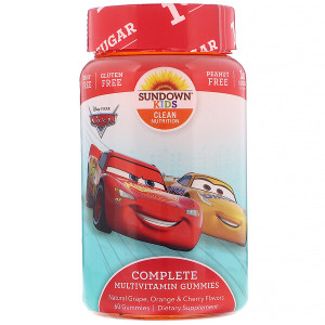 3 PACK of Sundown Naturals Kids, Complete Multivitamin Gummies, Disney Cars, Natural Grape, Orange & Cherry Flavors, 60 Gummies