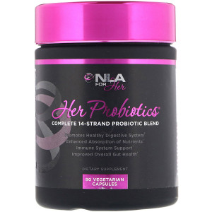 NLA for Her, Her Probiotics, Complete 14-Strand Probiotic Blend, 90 Capsules