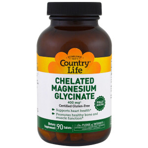<img alt="Country Life, Chelated Magnesium Glycinate, 400 mg, 90 Tablets" title="Country Life, Chelated Magnesium Glycinate, 400 mg, 90 Tablets,015794026808"