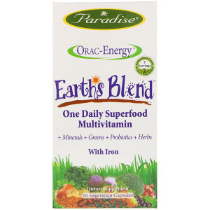 <img alt="Paradise Herbs, ORAC-Energy, Earths Blend, One Daily Superfood Multivitamin, With Iron, 60 Vegetarian Capsules" title="Paradise Herbs, ORAC-Energy, Earths Blend, One Daily Superfood Multivitamin, With Iron, 60 Vegetarian Capsules,601944778293"