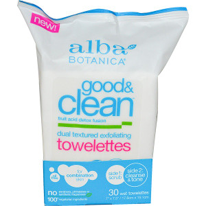 3 PACK OF Alba Botanica, Good & Clean, Dual Textured Exfoliating Towelettes, Oil Free, 30 Wet Towelettes