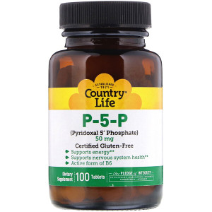 <img alt="Country Life, P-5-P (Pyridoxal 5' Phosphate), 50 mg, 100 Tablets" title="Country Life, P-5-P (Pyridoxal 5' Phosphate), 50 mg, 100 Tablets,015794062370"