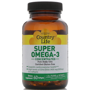 <img alt="Country Life, Super Omega-3, Concentrated, 60 Softgels" title="Country Life, Super Omega-3, Concentrated, 60 Softgels,015794045113"