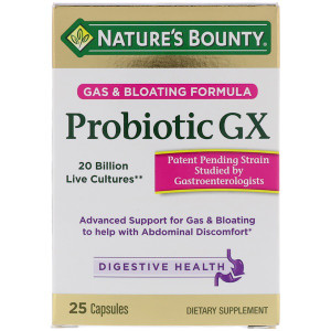 <img alt="Natures Bounty, Probiotic GX, Gas & Bloating Formula, 25 Capsules" title="Natures Bounty, Probiotic GX, Gas & Bloating Formula, 25 Capsules,074312552717"
