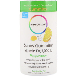 <img alt="Rainbow Light, Sunny Gummies Vitamin D3, Lemon Flavor, 1,000 IU, 100 Gummies" title="Rainbow Light, Sunny Gummies Vitamin D3, Lemon Flavor, 1,000 IU, 100 Gummies,021888120642"