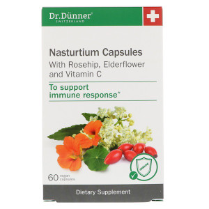 Dr. Dunner, USA, Nasturtium Capsules, With Rosehip, Elderflower and Vitamin C, 60 Vegan Capsules