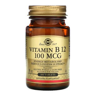 <img alt="Solgar, Vitamin B12, 100 mcg, 100 Tablets" title="Solgar, Vitamin B12, 100 mcg, 100 Tablets,033984031807"