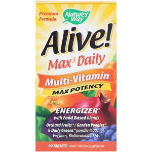 <img alt="Natures Way, Alive! Max3 Daily, Multi-Vitamin, 90 Tablets" title="Natures Way, Alive! Max3 Daily, Multi-Vitamin, 90 Tablets,033674149270"
