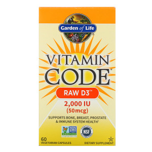 <img alt="Garden of Life, Vitamin Code, Raw D3, 2,000 IU, 60 Vegetarian Capsules" title="Garden of Life, Vitamin Code, Raw D3, 2,000 IU, 60 Vegetarian Capsules,658010114134"