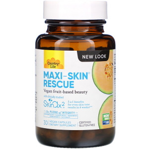 <img alt="Country Life, Maxi-Skin Rescue, 30 Vegan Capsules" title="Country Life, Maxi-Skin Rescue, 30 Vegan Capsules,015794050803"
