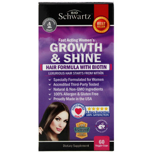 <img alt="BioSchwartz, Fast Acting Womens Growth & Shine, Hair Formula with Biotin, 60 Veggie Caps" title="BioSchwartz, Fast Acting Womens Growth & Shine, Hair Formula with Biotin, 60 Veggie Caps,737212750910"
