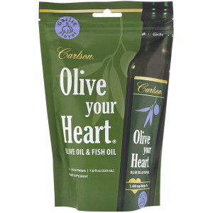 Carlson Labs, Olive Your Heart, Olive Oil & Fish Oil, Garlic Flavor, 1,480 mg, 15 Packets, 15 ml Each