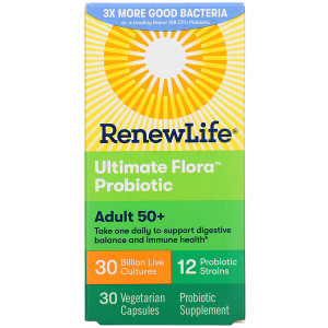 Renew Life, Adult 50+ Ultimate Flora Probiotic , 30 Billion Live Cultures, 30 Vegetable Capsules