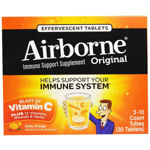 <img alt="AirBorne, Original, Immune Support, Blast of Vitamin C, Zesty Orange, 3 Tubes, 10 Effervescent Tablets Each" title="AirBorne, Original, Immune Support, Blast of Vitamin C, Zesty Orange, 3 Tubes, 10 Effervescent Tablets Each,647865100300"