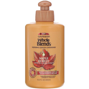 3 PACK of Garnier, Whole Blends, Restoring Leave-In Conditioner, Maple Remedy , 10.2 fl oz (300 ml)