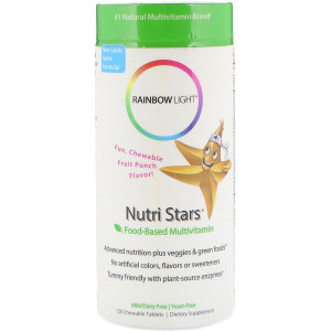 <img alt="Rainbow Light, Nutri Stars, Food-Based Multivitamin, Fruit Punch Flavor, 120 Chewable Tablets" title="Rainbow Light, Nutri Stars, Food-Based Multivitamin, Fruit Punch Flavor, 120 Chewable Tablets,021888105441"