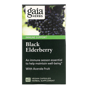 <img alt="Gaia Herbs, Black Elderberry, 60 Vegan Capsules" title="Gaia Herbs, Black Elderberry, 60 Vegan Capsules,751063400602"