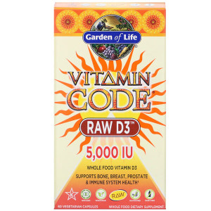 <img alt="Garden of Life, Vitamin Code, RAW D3, 5,000 IU, 60 Vegetarian Capsules" title="Garden of Life, Vitamin Code, RAW D3, 5,000 IU, 60 Vegetarian Capsules,658010115865"