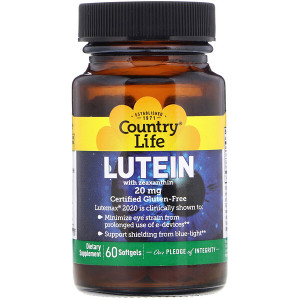 <img alt="Country Life, Lutein with Zeaxanthin, 20 mg, 60 Softgels" title="Country Life, Lutein with Zeaxanthin, 20 mg, 60 Softgels,015794056058"