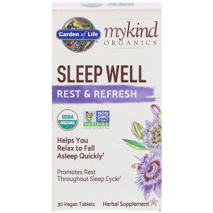 <img alt="Garden of Life, MyKind Organics, Sleep Well, Rest & Refresh, 30 Vegan Tablets" title="Garden of Life, MyKind Organics, Sleep Well, Rest & Refresh, 30 Vegan Tablets,658010121897"