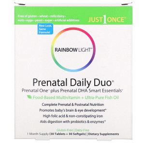 <img alt="Rainbow Light, Prenatal Daily Duo, Prenatal One plus Prenatal DHA Smart Essentials, 1 Month Supply (30 Tablets + 30 Softgels)" title="Rainbow Light, Prenatal Daily Duo, Prenatal One plus Prenatal DHA Smart Essentials, 1 Month Supply (30 Tablets + 30 Softgels),021888600069"