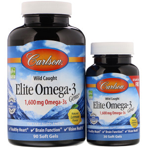 <img alt="Carlson Labs, Wild Caught, Elite Omega-3 Gems, Natural Lemon Flavor, 1,600 mg, 90 + 30 Free Soft Gels" title="Carlson Labs, Wild Caught, Elite Omega-3 Gems, Natural Lemon Flavor, 1,600 mg, 90 + 30 Free Soft Gels,088395017148"