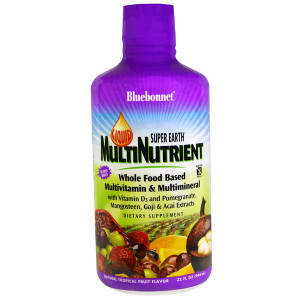 Bluebonnet Nutrition, Liquid Super Earth Multinutrient, Multivitamin & Multimineral, Natural Tropical Fruit Flavor, 32 fl oz (946 ml)