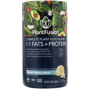 <img alt="PlantFusion, Complete Plant Keto Blend, 1:1 Fats + Protein, Creamy Vanilla Bean, 10.58 oz (300 g)" title="PlantFusion, Complete Plant Keto Blend, 1:1 Fats + Protein, Creamy Vanilla Bean, 10.58 oz (300 g),890985001082"