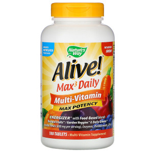 <img alt="Natures Way, Alive! Max3 Daily Multi-Vitamin, No Added Iron, 180 Tablets" title="Natures Way, Alive! Max3 Daily Multi-Vitamin, No Added Iron, 180 Tablets,033674149324"